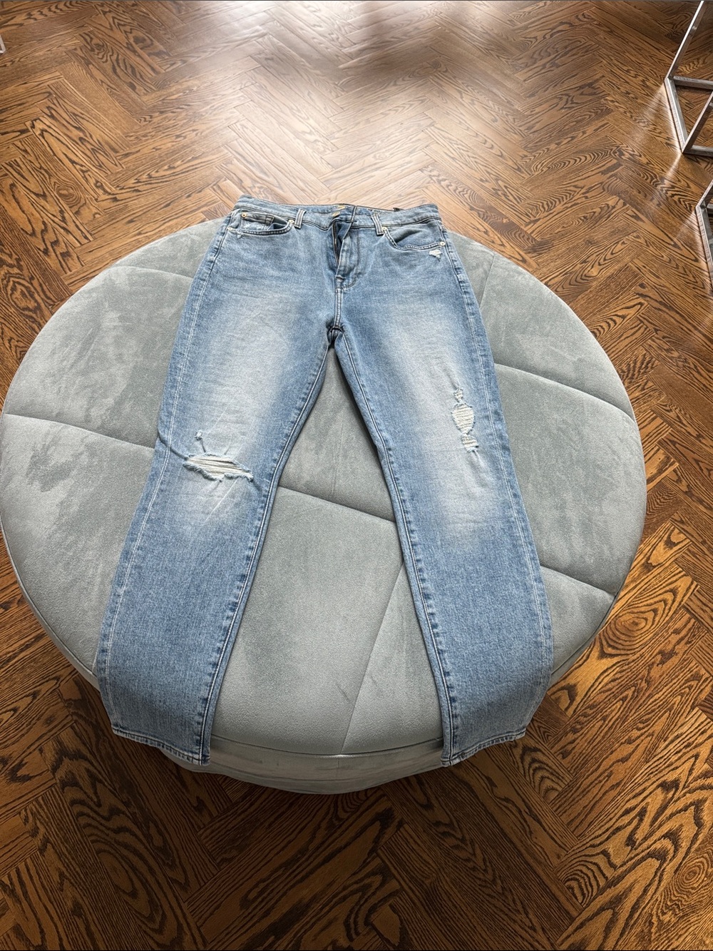 7 For All Mankind Light Blue Distressed Boyfriend Jeans